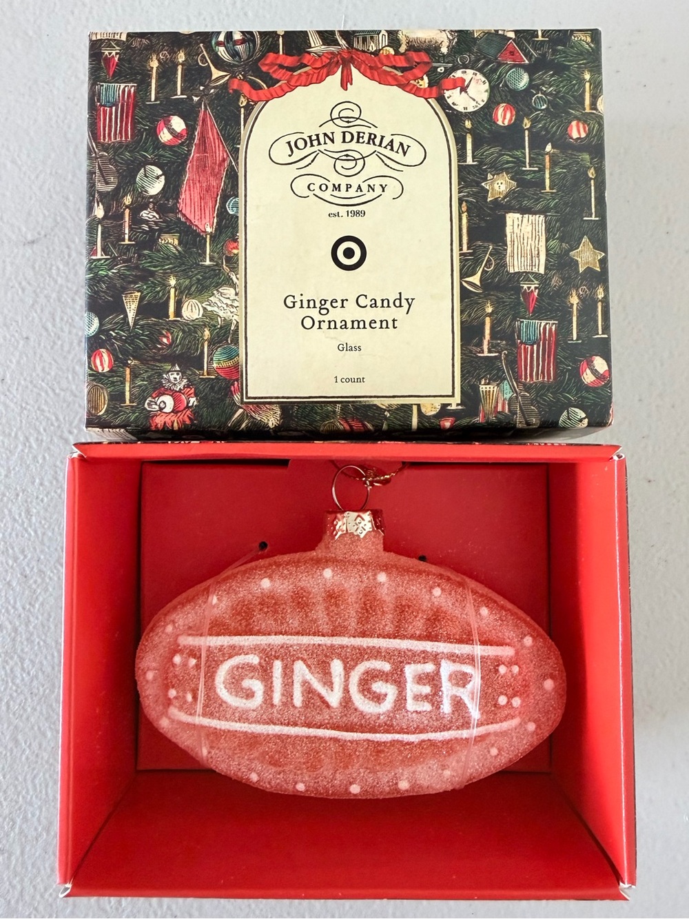 NEW John Derian for Target Glass Ginger Candy Ornament NIB Limited Edition 2025